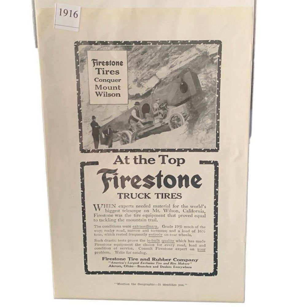 Vintage 1916 Firestone Truck Tires At The Too Ad Advertisement
